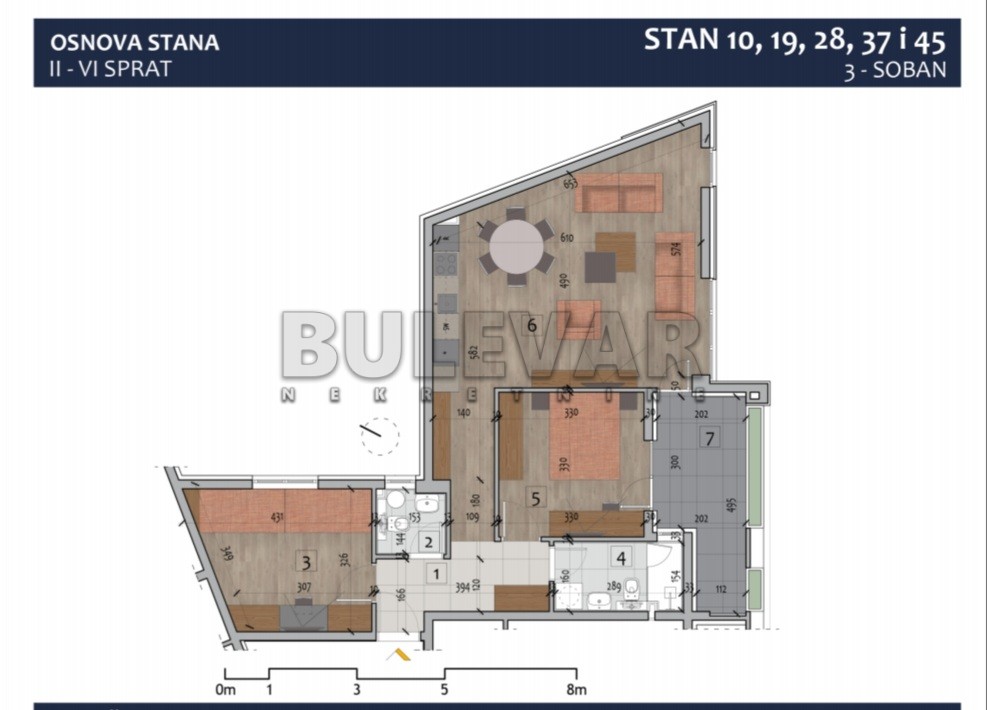 Trosoban stan, 78.19 m2, Centar, Prvomajska ID: p-012979 4