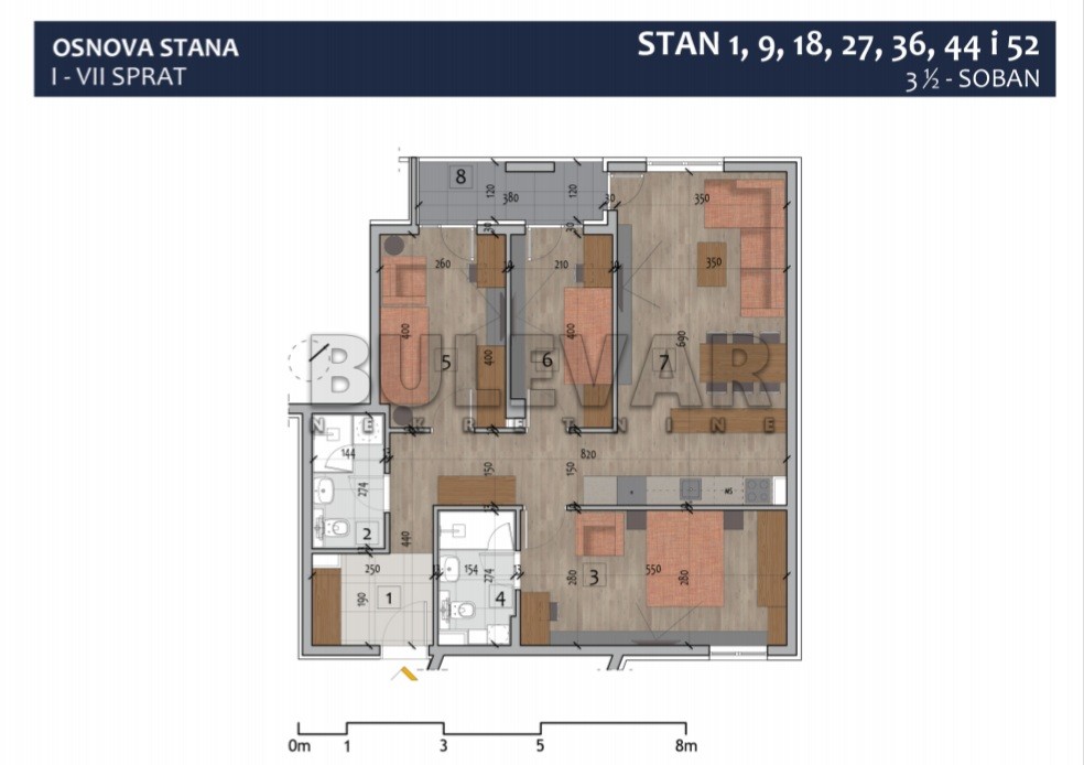 Trosoban stan, 82.76 m2, Centar, Prvomajska ID: p-012971 4