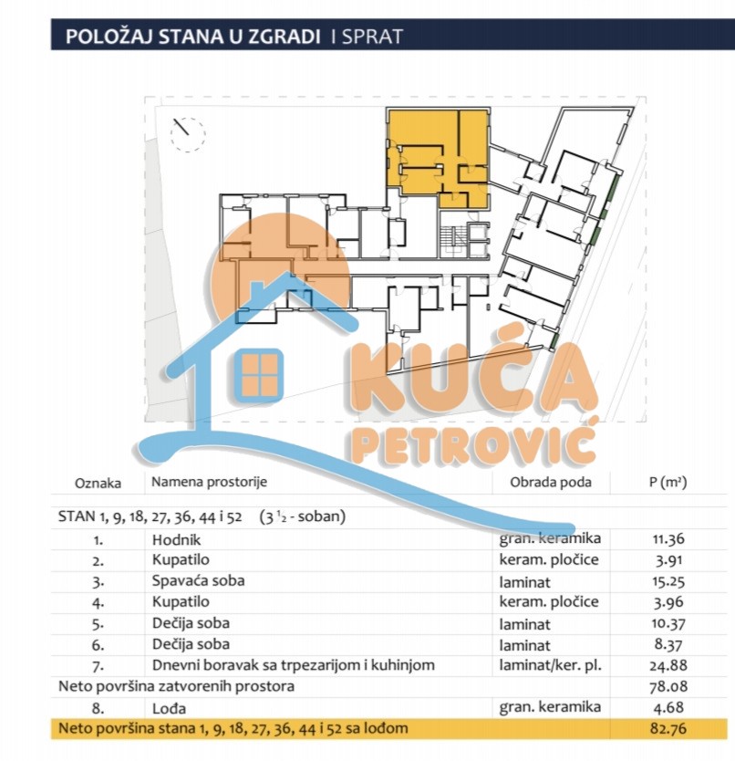 Trosoban stan, 82.76 m2, Centar, Prvomajska ID: p-012971 3