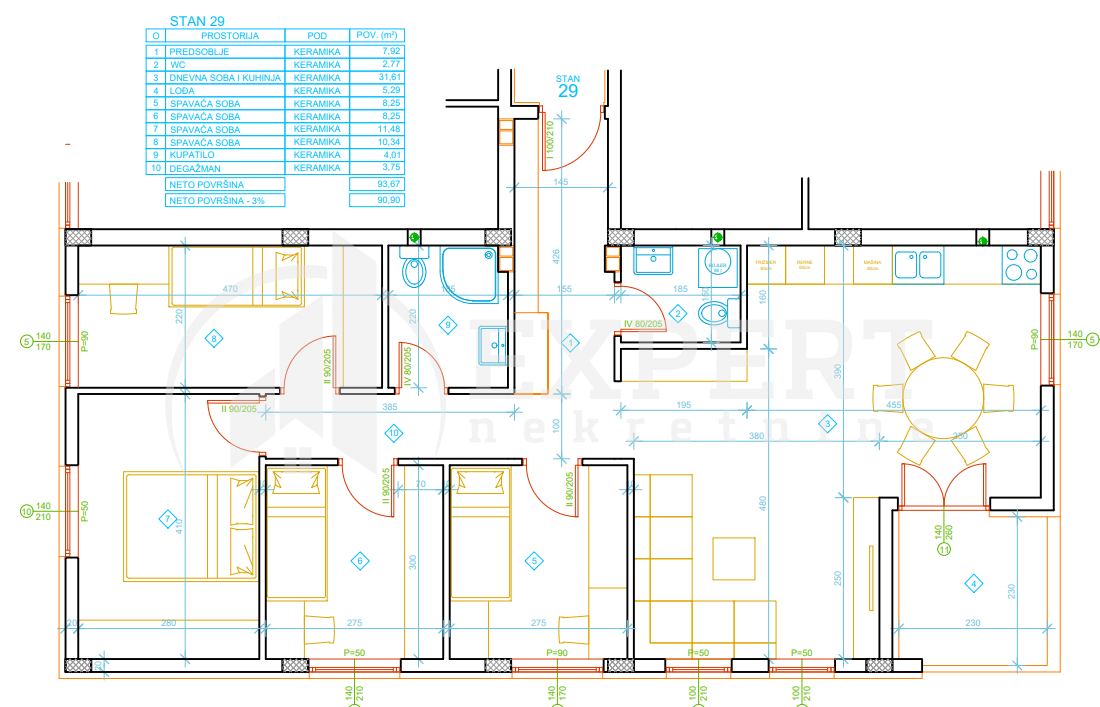 četvorosoban stan, 90.9 m2, Palilula, Zetska ID: p-012997 7