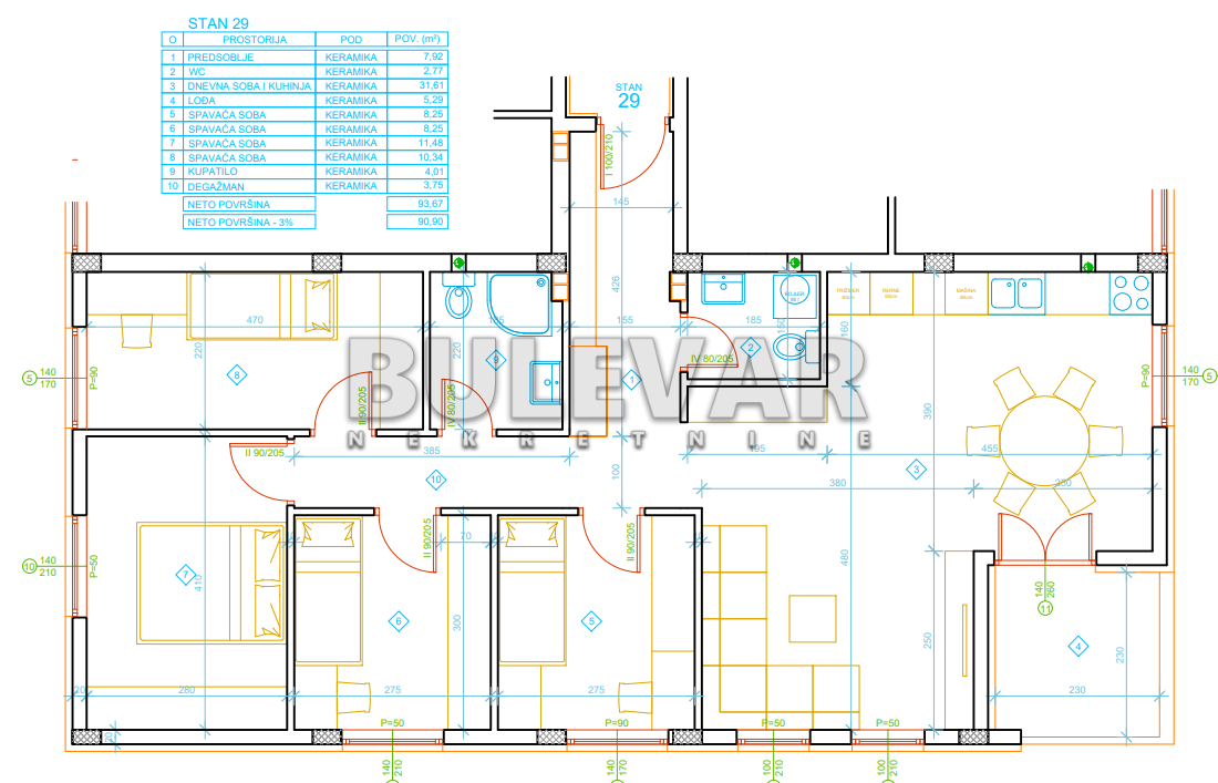 četvorosoban stan, 90.9 m2, Palilula, Zetska ID: p-012997 7