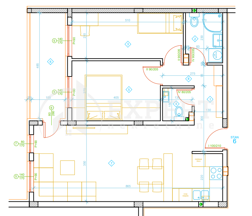Dvosoban stan, 68.9 m2, Palilula, Zetska ID: p-012995 7