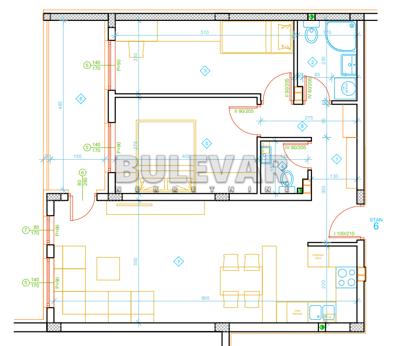 Dvosoban stan, 68.9 m2, Palilula, Zetska ID: p-012995 7