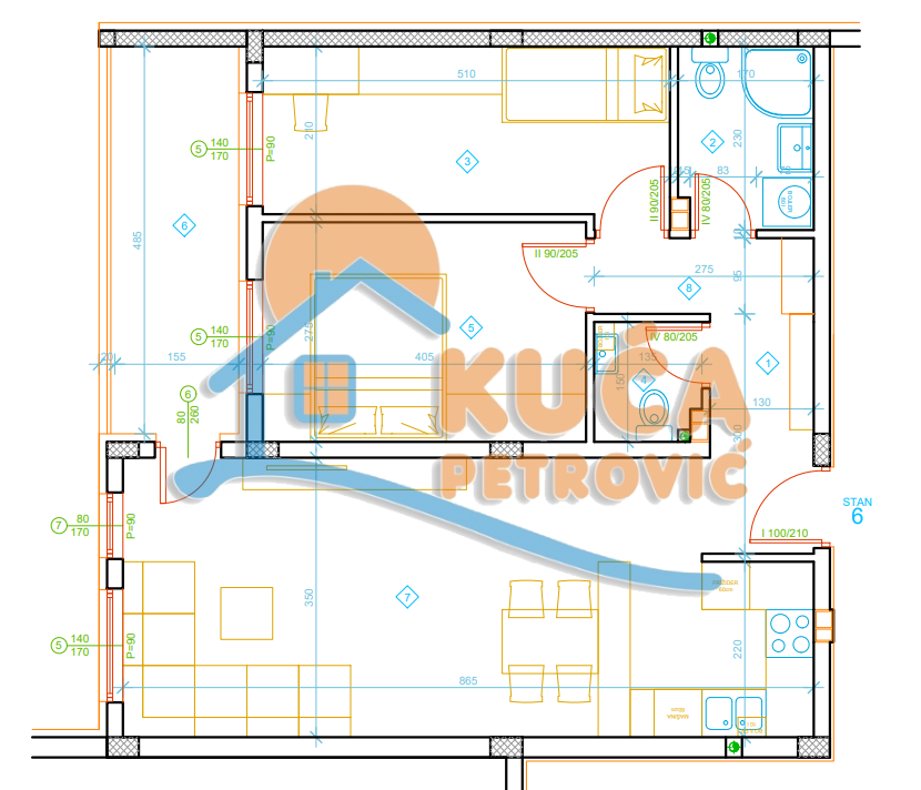 Dvosoban stan, 68.9 m2, Palilula, Zetska ID: p-012995 7
