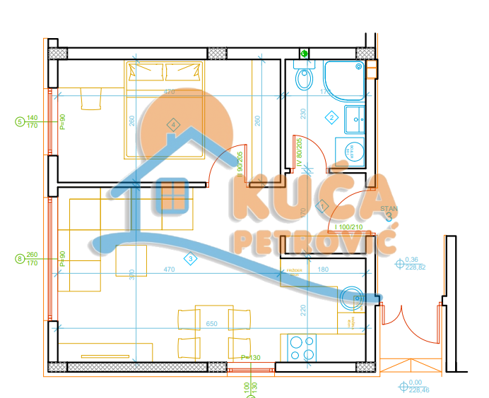 Jednosoban stan, 39.2 m2, Palilula, Zetska ID: p-012992 2