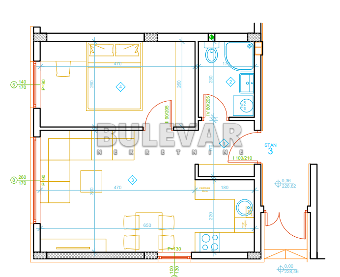 Jednosoban stan, 39.2 m2, Palilula, Zetska ID: p-012992 2