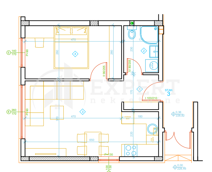 Jednosoban stan, 39.2 m2, Palilula, Zetska ID: p-012992 2
