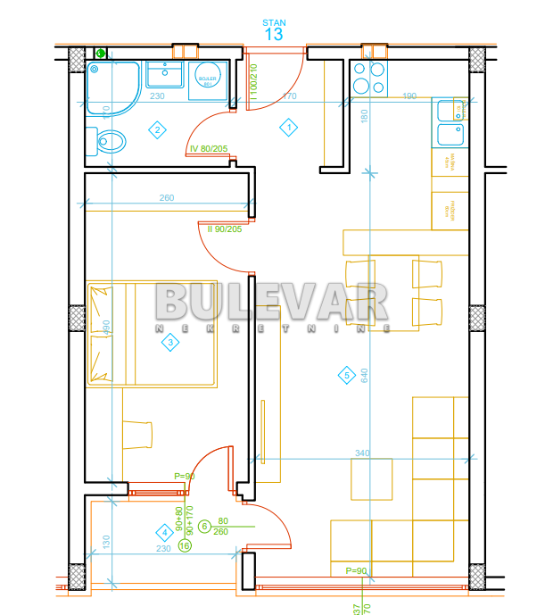Jednosoban stan, 46.4 m2, Palilula, Zetska ID: p-012996 7