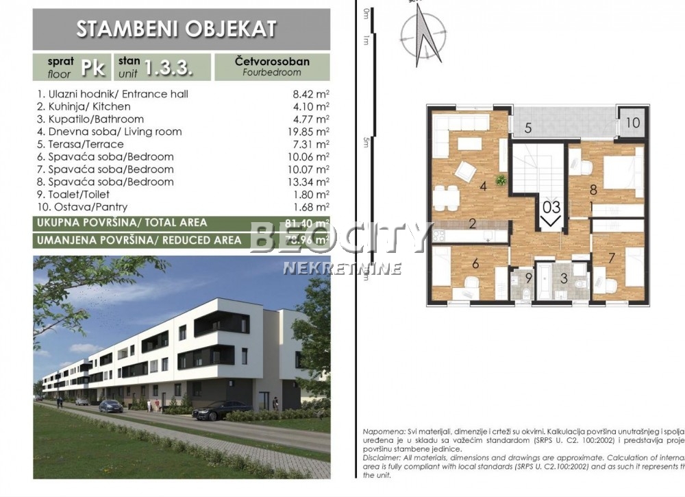 četvorosoban stan, 78 m2, Adice ID: 115671 1