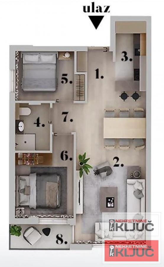 ADICE, 58m2, Trosoban sa pdv 1