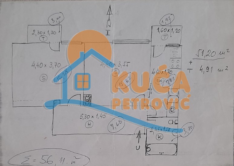 Dvosoban stan, 56 m2, Centar, Trg učitelja Tase ID: p-013309 15