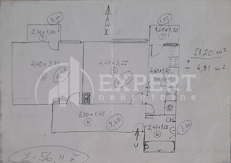Dvosoban stan, 56 m2, Centar, Trg učitelja Tase ID: p-013309 15