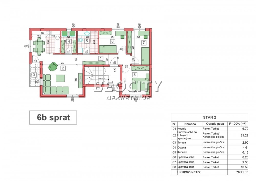 Trosoban stan, 74 m2, Sremska Kamenica, Tihomira Arsića ID: 116331 10