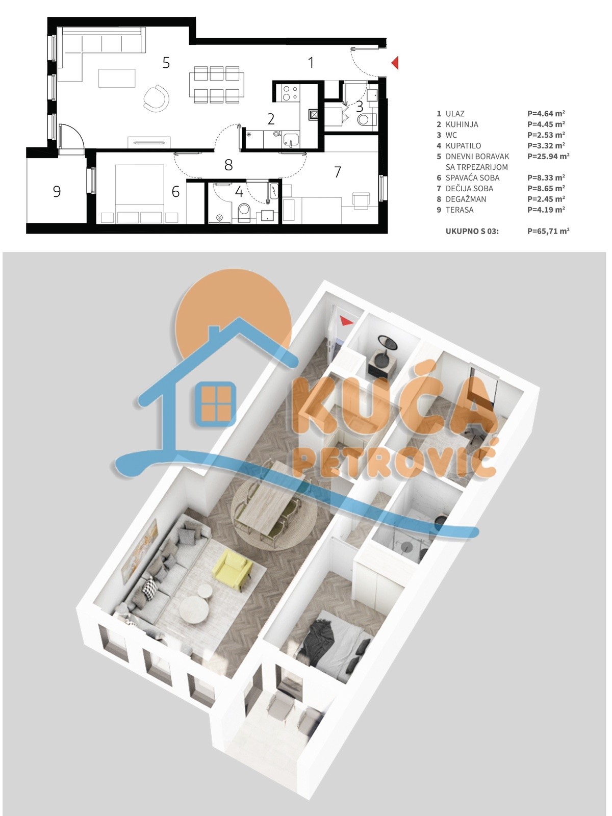 Dvosoban stan, 65.71 m2, Palilula, Mokranjčeva ID: p-013522 4
