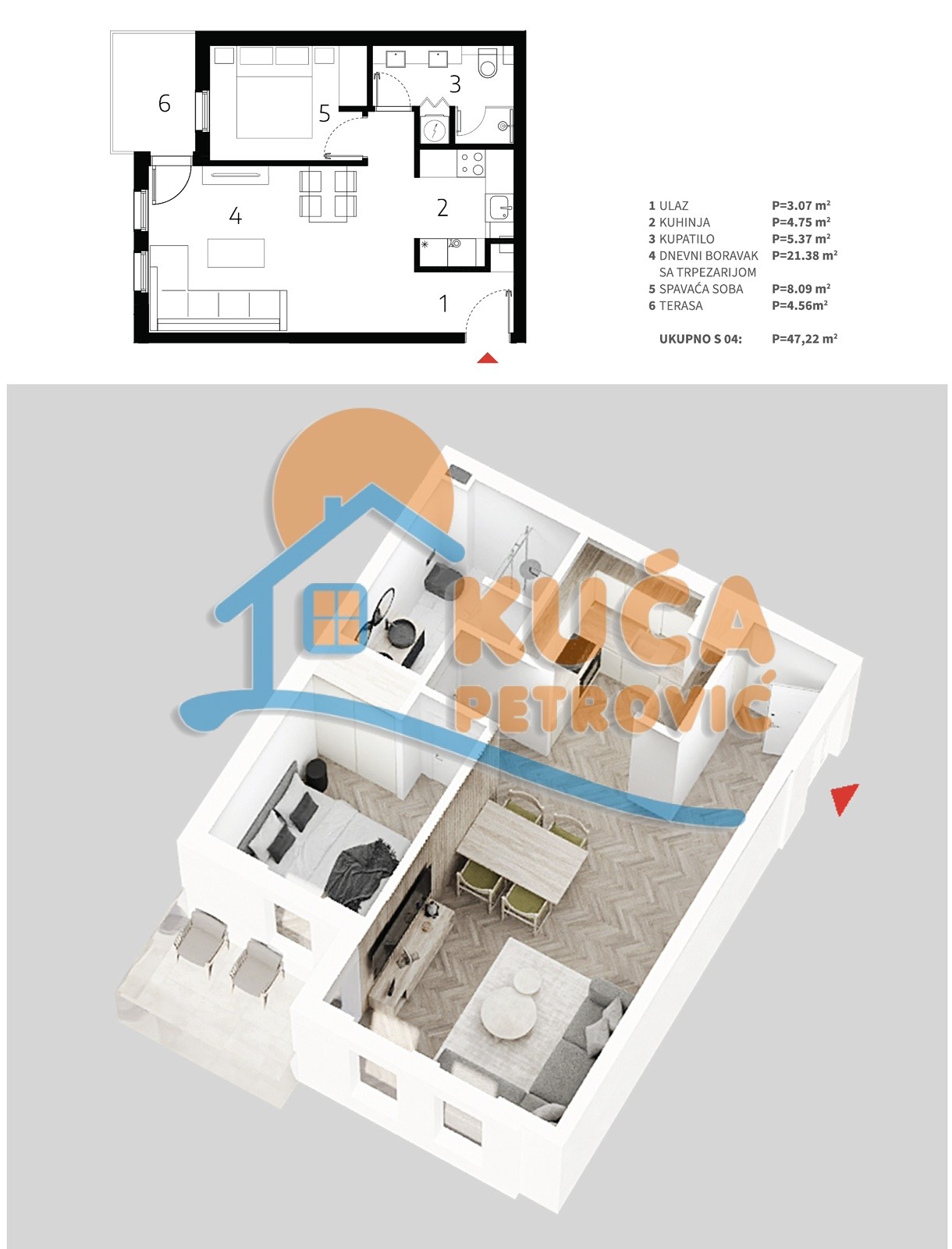 Jednosoban stan, 47.22 m2, Palilula, Mokranjčeva ID: p-013523 4