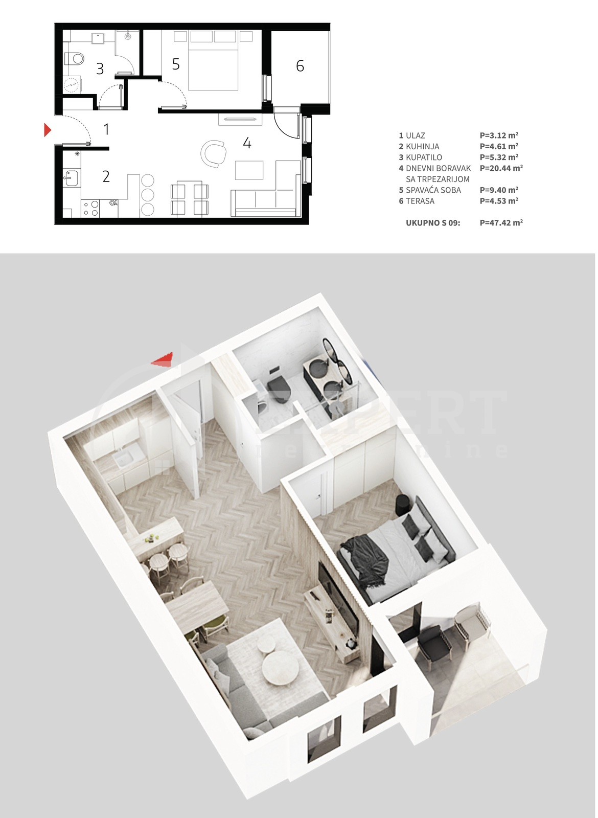 Jednosoban stan, 47.42 m2, Palilula, Mokranjčeva ID: p-013528 4