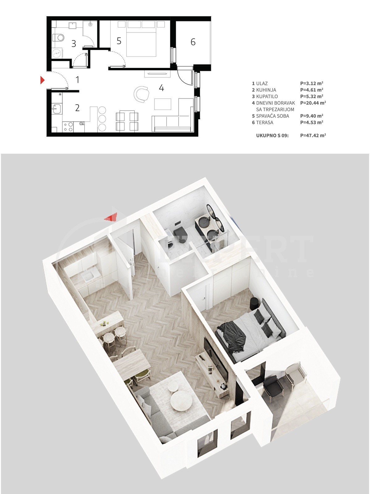 Jednosoban stan, 47.42 m2, Palilula, Mokranjčeva ID: p-013529 4