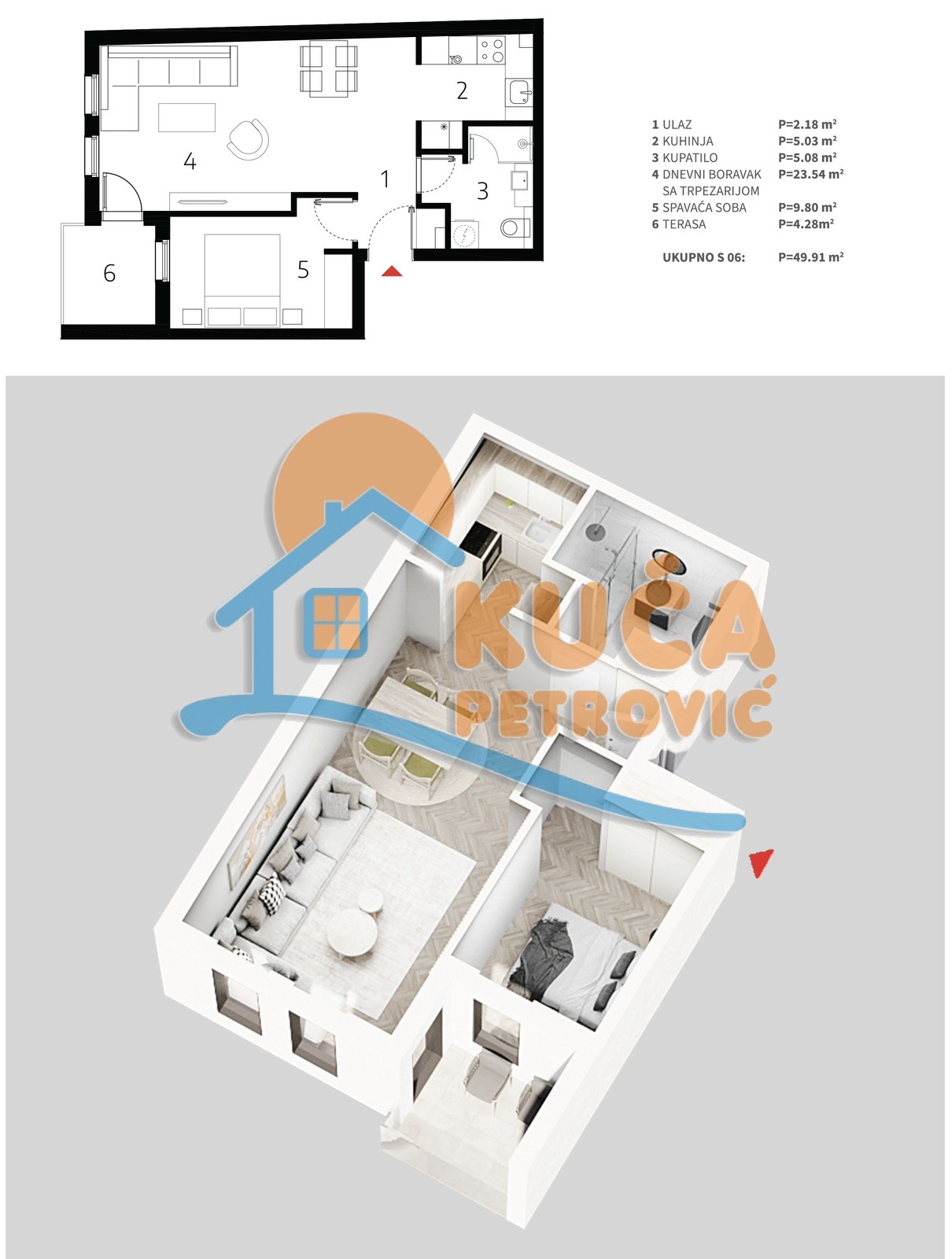 Jednosoban stan, 49.91 m2, Palilula, Mokranjčeva ID: p-013526 4