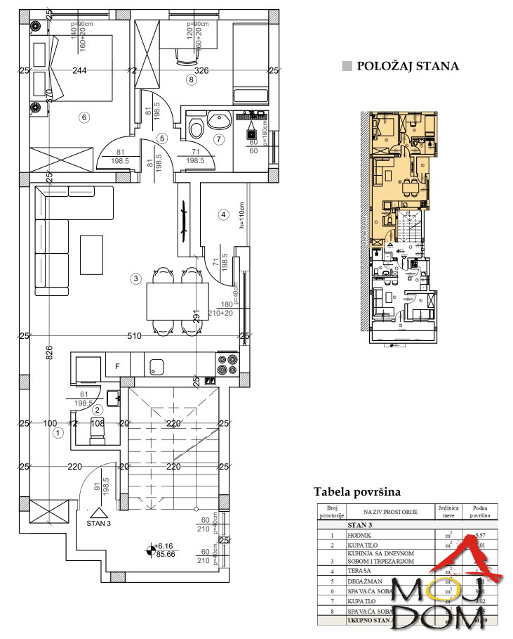 Stan,NOVI SAD,ADICE,kv: 51, € 93800, ID: 1030096 1