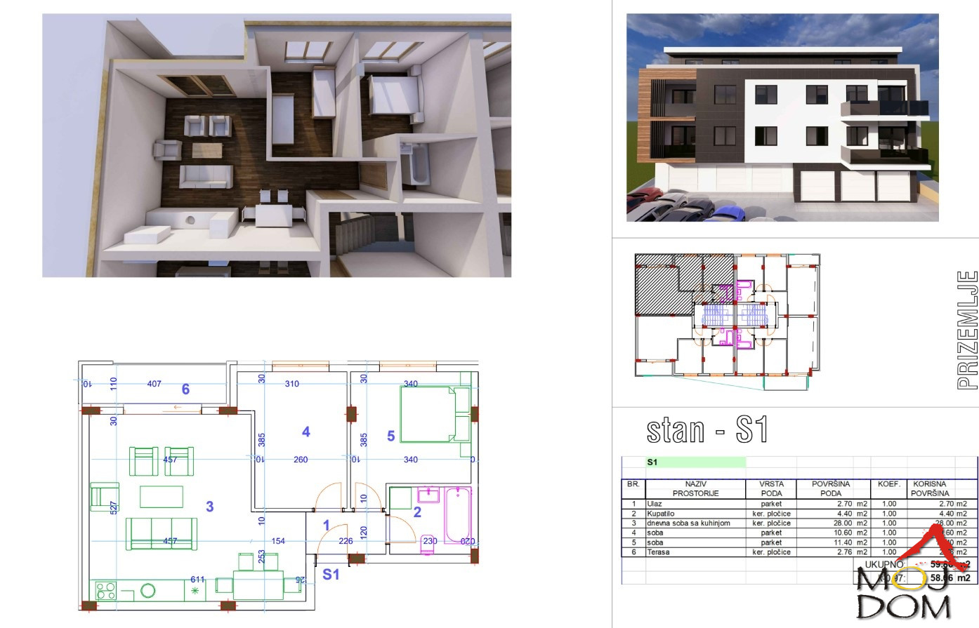Stan,SREMSKA KAMENICA,SREMSKA KAMENICA,kv: 58, € 164450, ID: 1030177 5