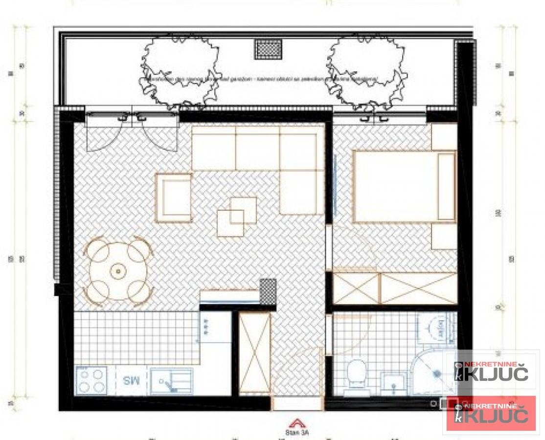 SREMSKA KAMENICA, 37m2, Jednoiposoban sa pdv, Terasa duž stana 2