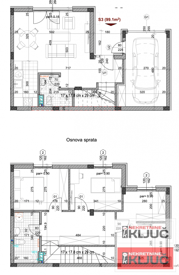 KLISA, 99m2, Četvorosoban-Duplex sa Garažom i Dvorištem, PDV 2