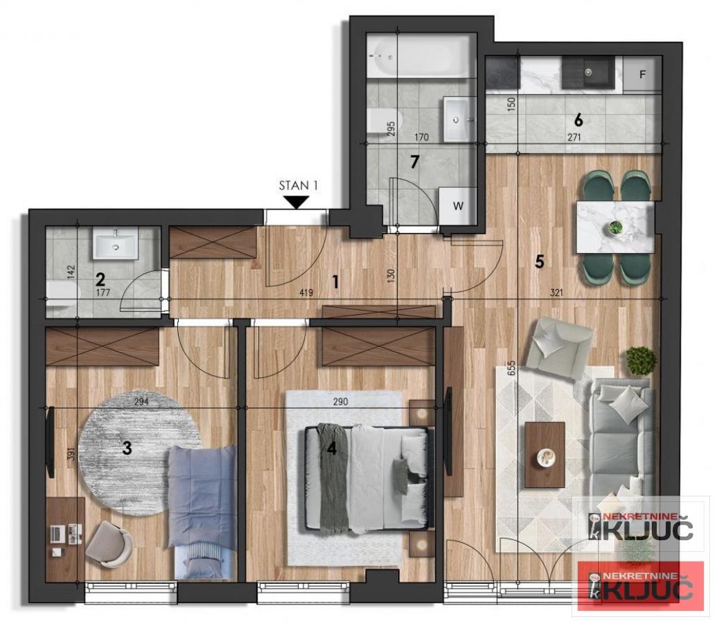 SOMBORSKI BULEVAR, 59m2, Trosoban sa pdv 1