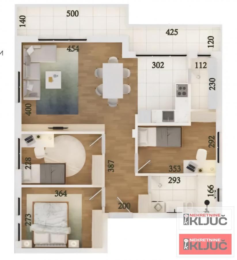 VETERNIK, 77m2, Četvorosoban sa pdv sa parking mestom 2