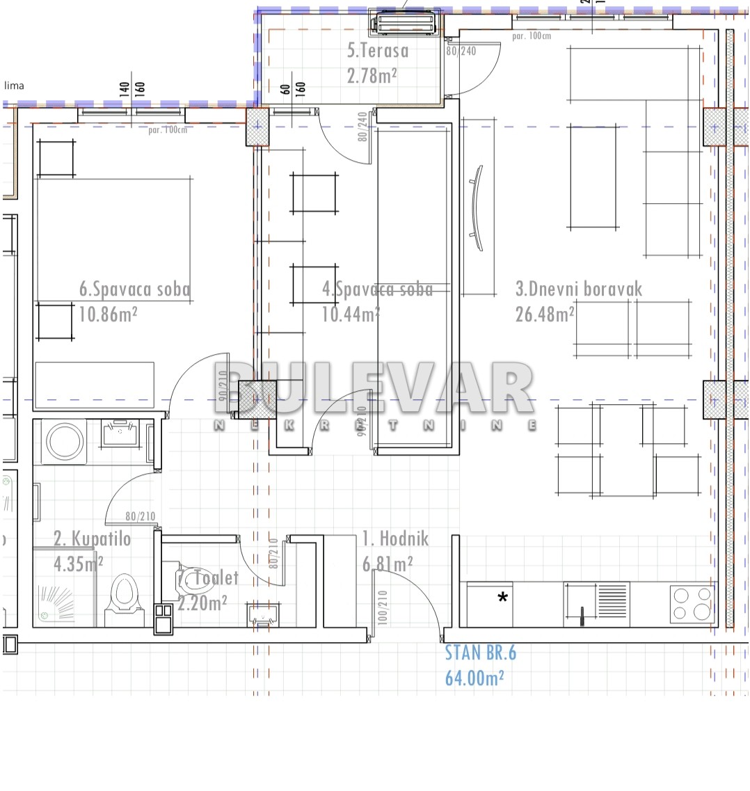 Trosoban stan, 64 m2, Dubočica, Bulevar Nikole Pašića ID: p-013980 3