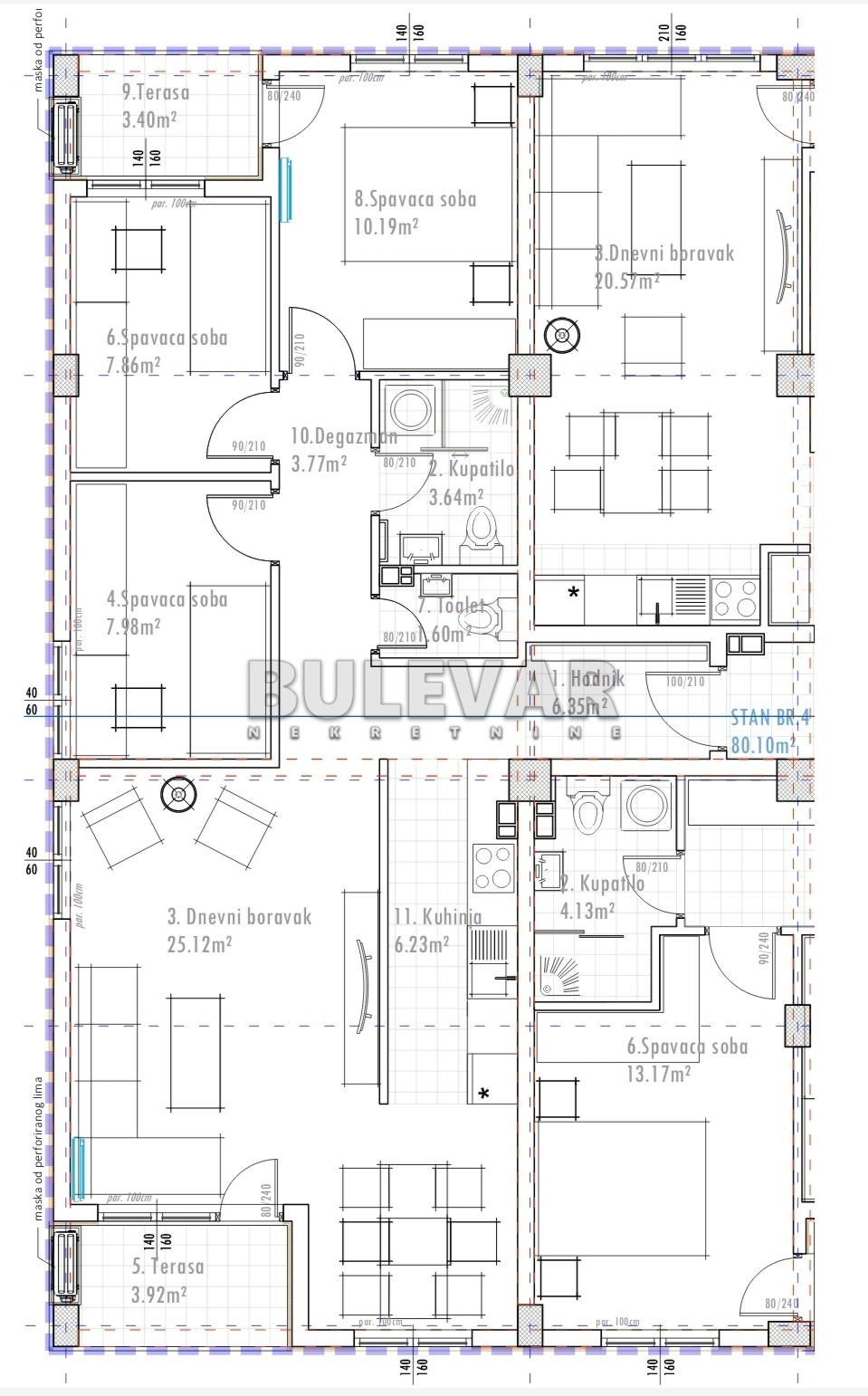 četvorosoban stan, 80 m2, Dubočica, Bulevar Nikole Pašića ID: p-013983 2
