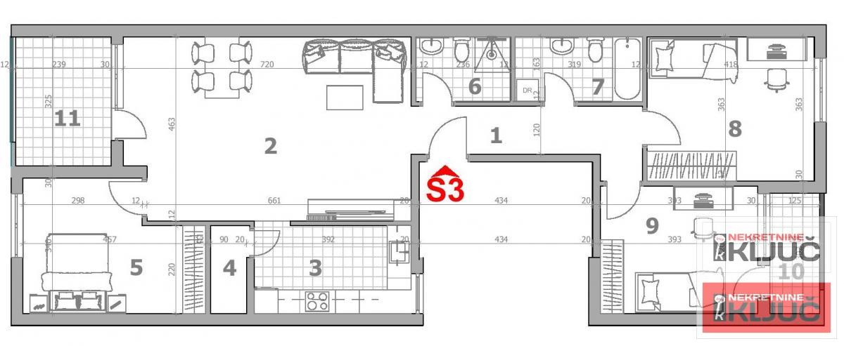 BLIZINA LIPOV GAJA, 103m2+100 m2 krone terase Četvorosoban sa pdv, Izgradnja 1
