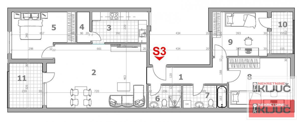 BLIZINA LIPOV GAJA, 103m2+100 m2 krone terase Četvorosoban sa pdv, Izgradnja 2