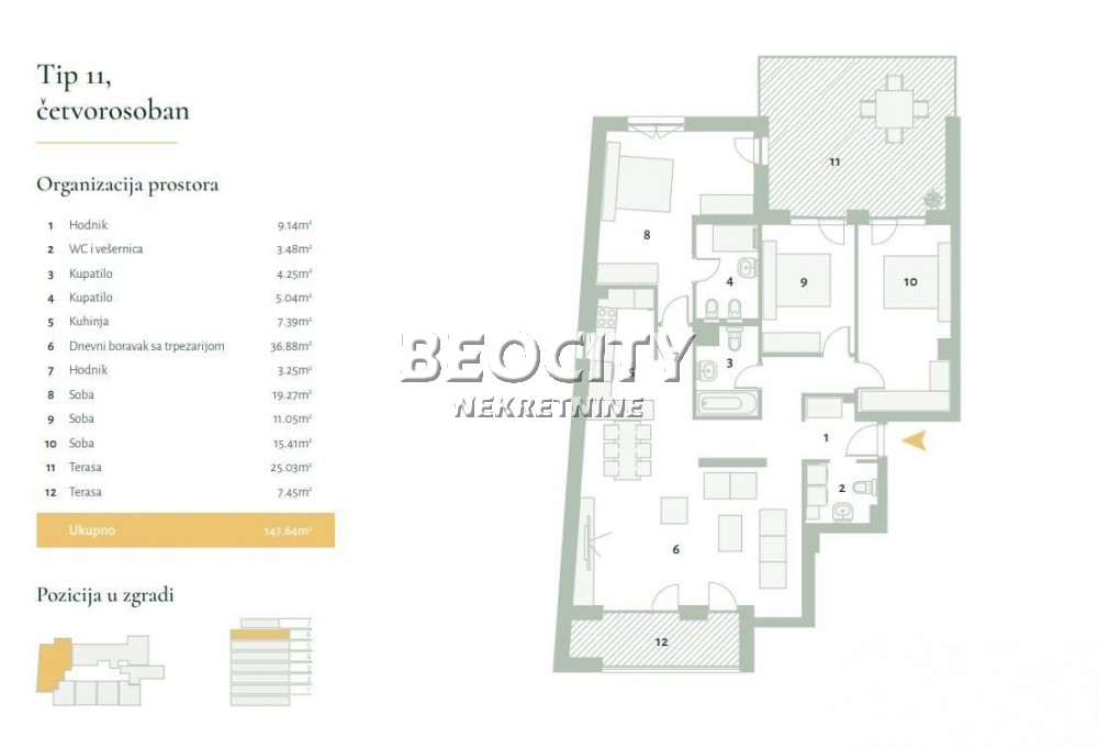 Trosoban stan, 131 m2, Banovo brdo, Požeška ID: 119106 17