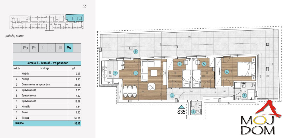 Stan,NOVI SAD,TELEP,kv: 132, € 243600, ID: 1030659 10