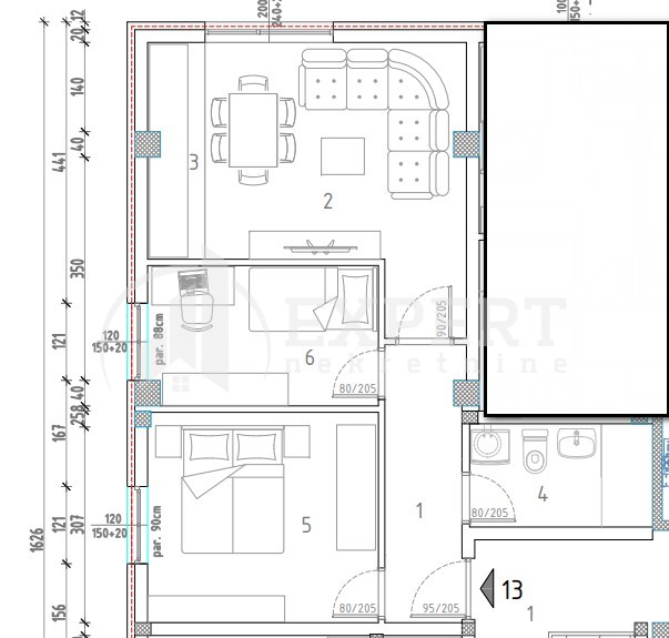 Dvosoban stan, 46.06 m2, Trošarina, Marina Držića ID: p-014289 7
