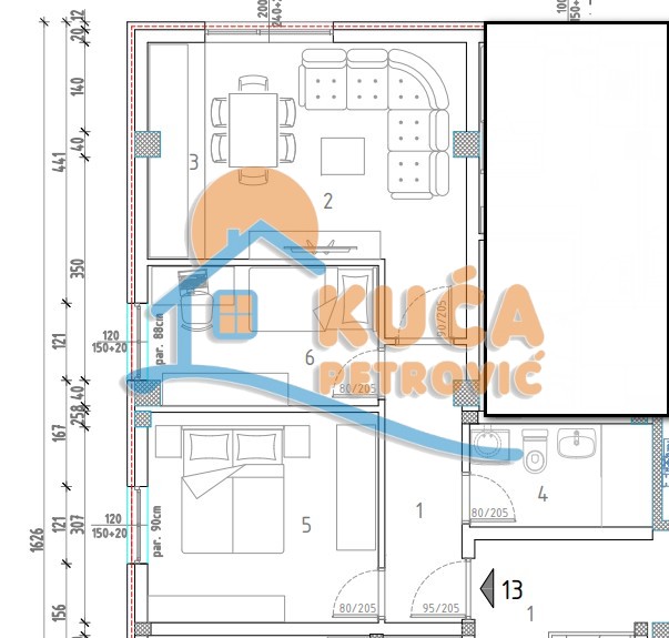 Dvosoban stan, 46.06 m2, Trošarina, Marina Držića ID: p-014289 7