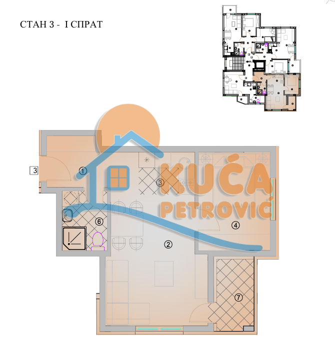 Jednosoban stan, 44.3 m2, Pantelej, Krfska ID: p-014300 4