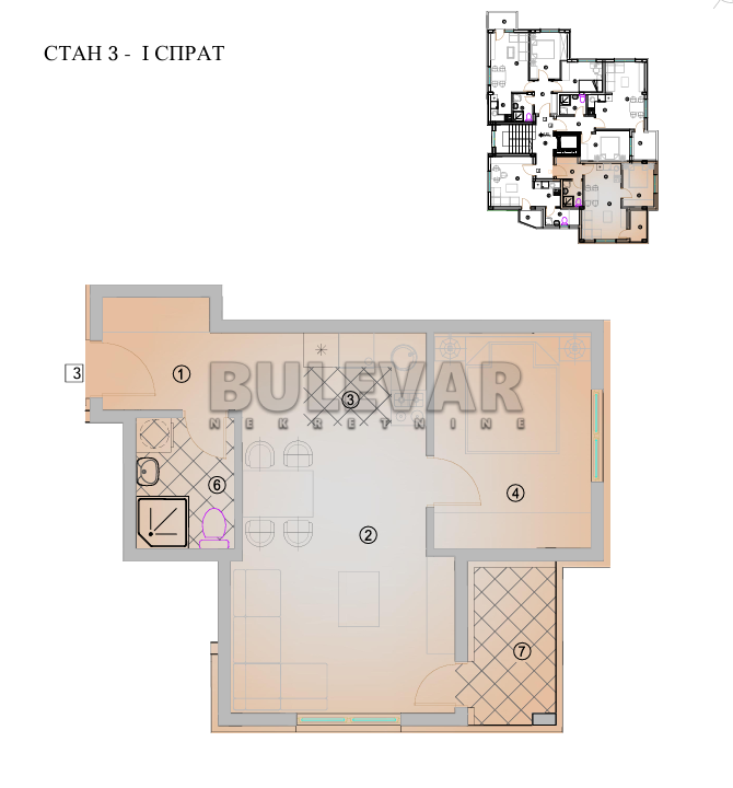 Jednosoban stan, 44.3 m2, Pantelej, Krfska ID: p-014300 4