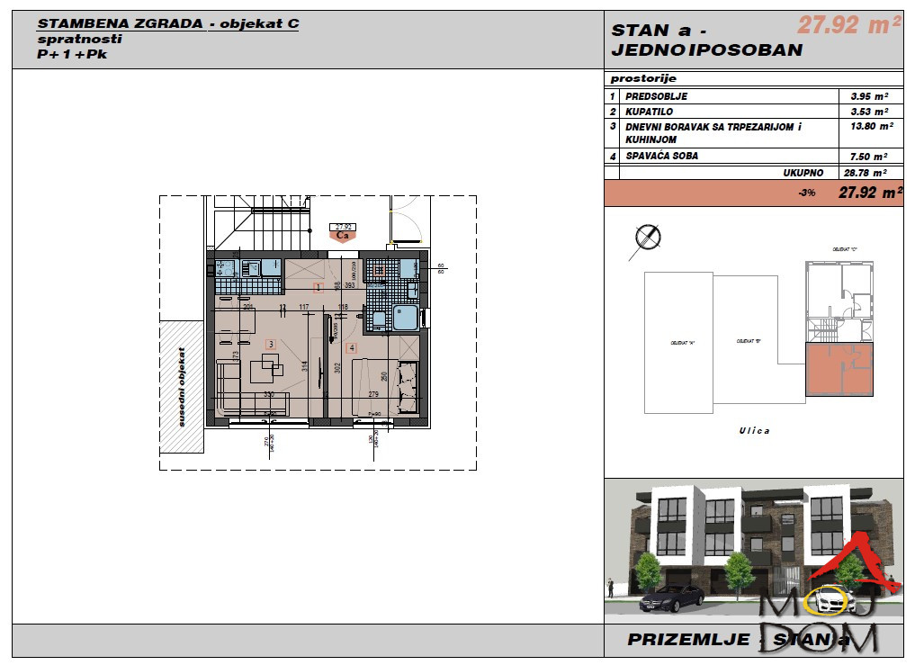 Stan,NOVI SAD,ADICE,kv: 28, € 51750, ID: 1030750 2