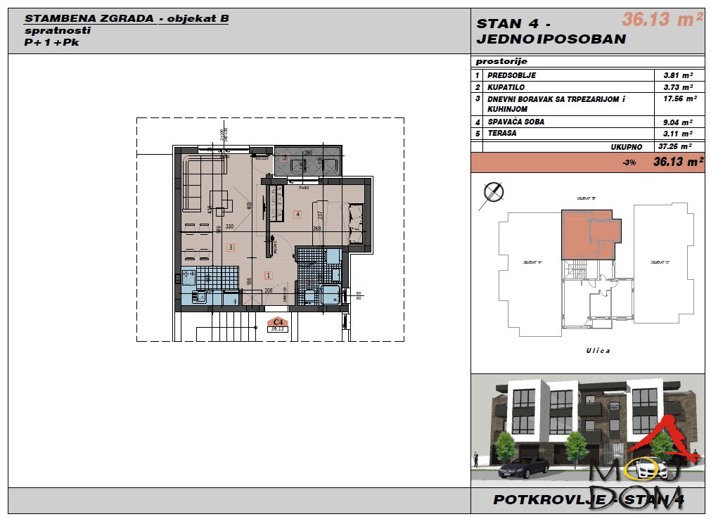 Stan,NOVI SAD,ADICE,kv: 36, € 80000, ID: 1030749 2