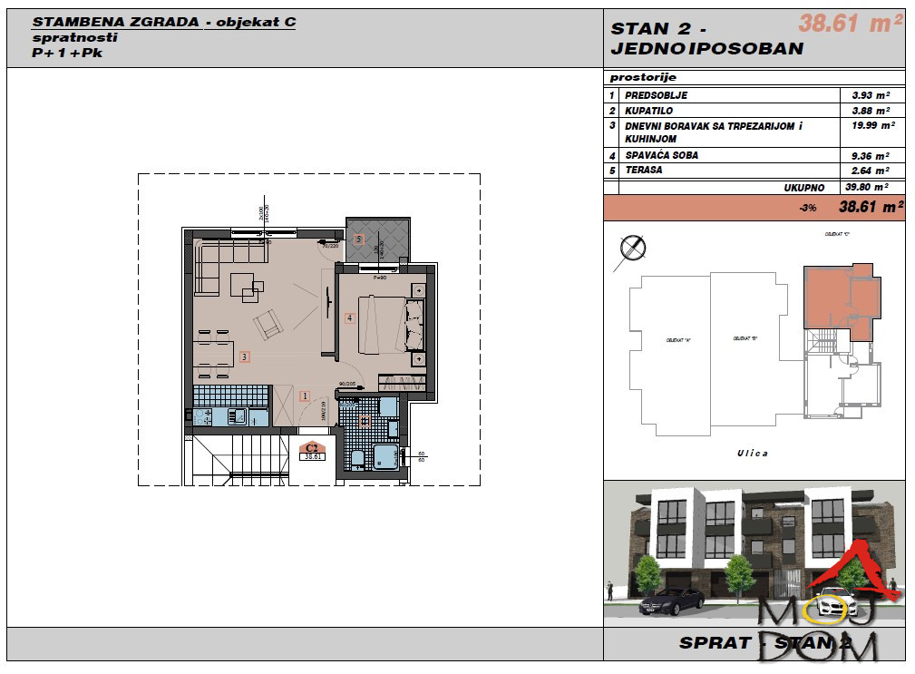 Stan,NOVI SAD,ADICE,kv: 39, € 85500, ID: 1030753 2