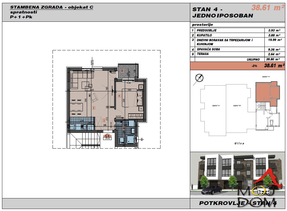 Stan,NOVI SAD,ADICE,kv: 39, € 85500, ID: 1030755 2