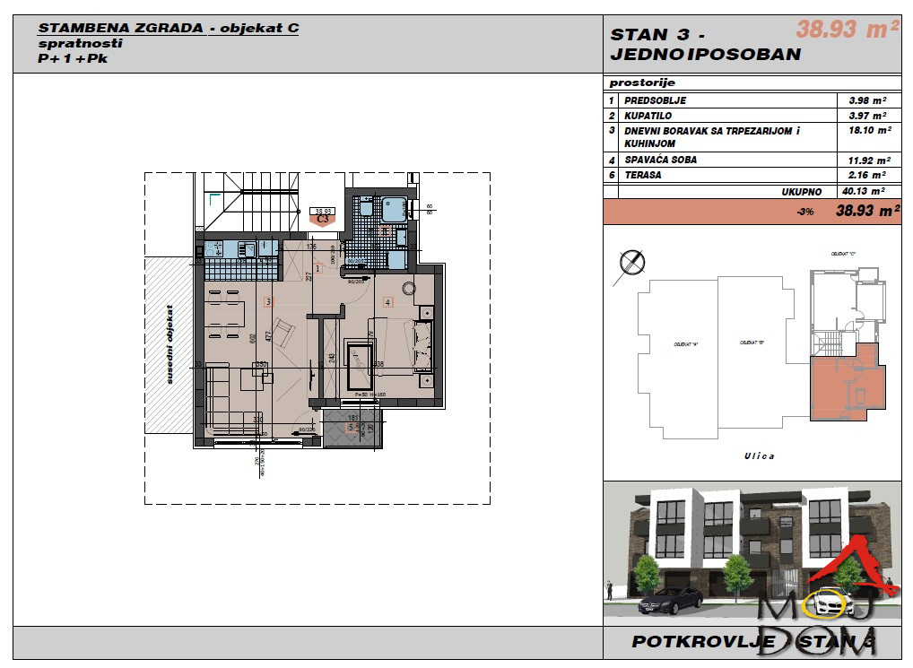 Stan,NOVI SAD,ADICE,kv: 39, € 86200, ID: 1030754 2