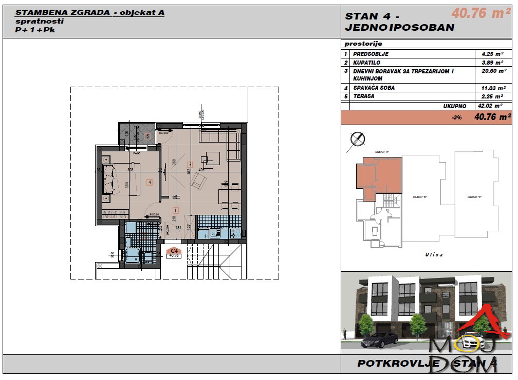 Stan,NOVI SAD,ADICE,kv: 41, € 90250, ID: 1030743 2