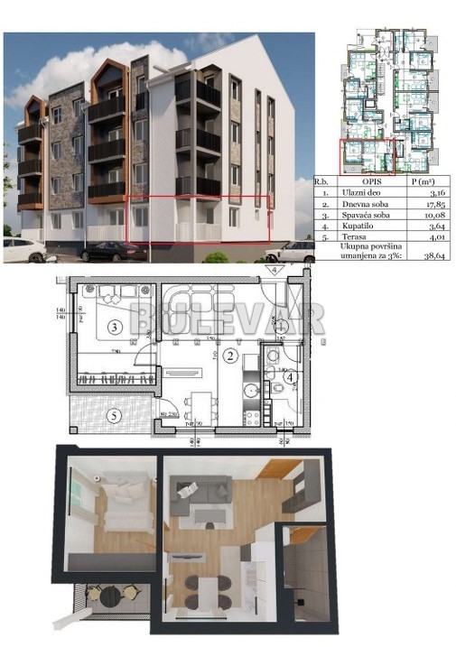 Jednosoban stan, 39 m2, Sokobanja ID: p-014373 8