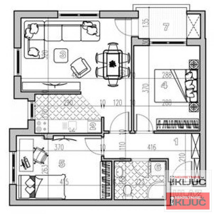 PETROVARADIN, 58m2, Trosoban sa pdv, Izgradnja 2