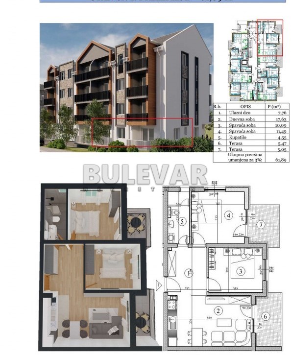 Trosoban stan, 62 m2, Sokobanja ID: p-014371 8