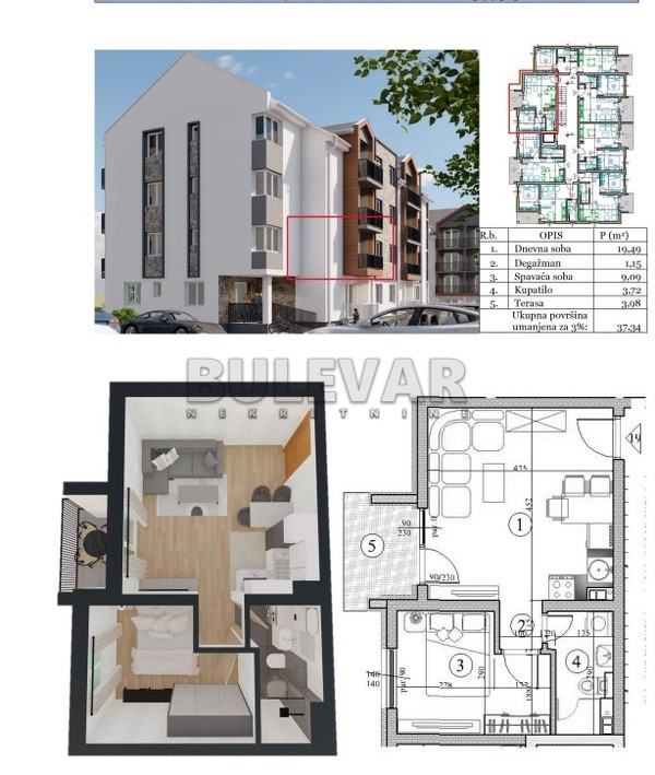 Jednosoban stan, 37 m2, Sokobanja ID: p-014389 3