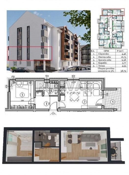 Jednosoban stan, 39 m2, Sokobanja ID: p-014381 7