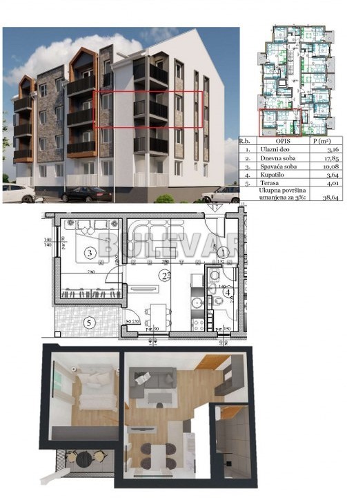 Jednosoban stan, 39 m2, Sokobanja ID: p-014383 9